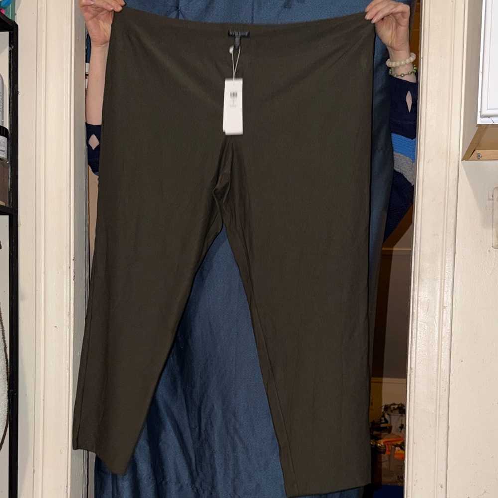 Eileen Fisher Stretch Crepe Pants - Dark Olive Green